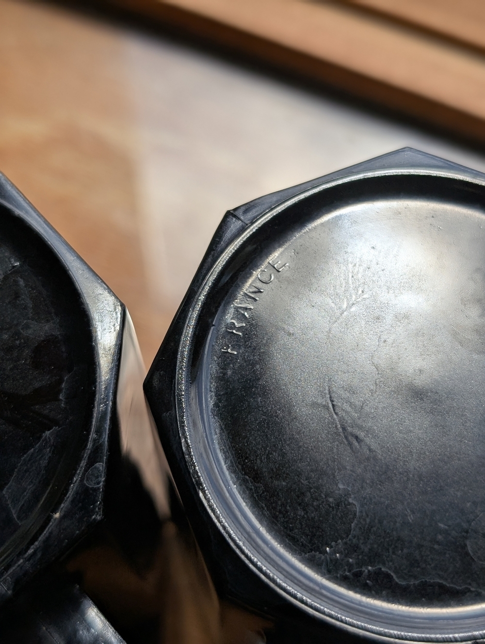 Arcoroc Mid Century "Octime" Octagonal Black Mug Set Of 7, Made In France - Picture 6 of 15